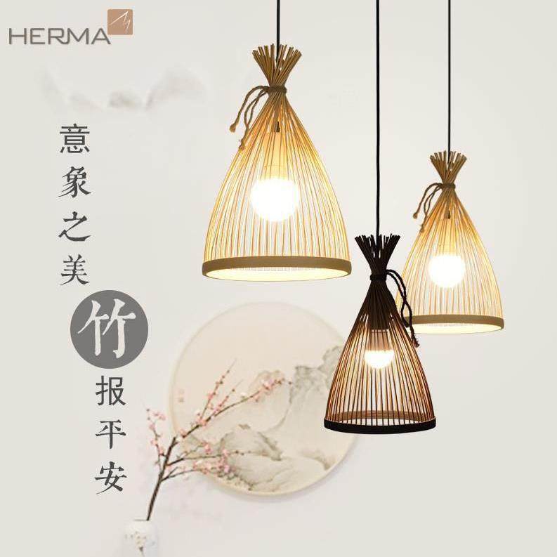 简约竹子餐厅灯竹编火锅店民宿茶室楼梯间吧台橱窗灯创意个性吊灯,淘宝优惠券,粉丝福利购,淘宝优惠卷