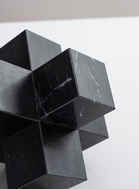 简约大理石十字摆件客厅茶几柜子轻奢风摆设样板间书房桌面装饰品