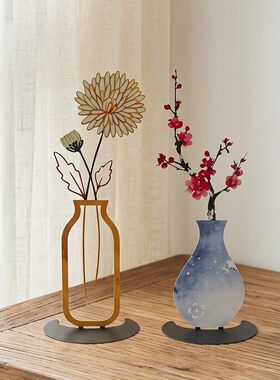 创意透明2D花瓶卡通桌面摆件