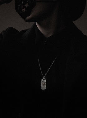 欧美流行复古高街狗牌吊坠男泰银