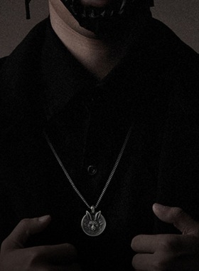 复古生肖兔吊坠男士泰银项链男潮