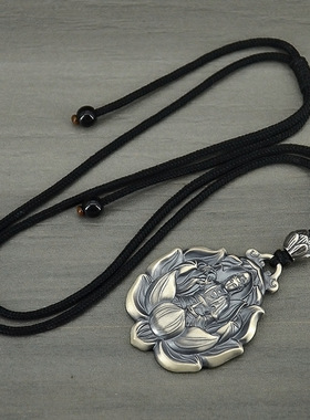 复古s999纯银观音吊坠男实心吊坠