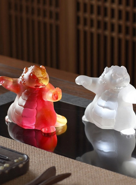 京铜古法琉璃卡通萌趣貔貅小摆件