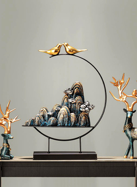 家居创意新中式客厅玄关房间书架摆设餐桌边室内酒柜鹿摆件装饰品