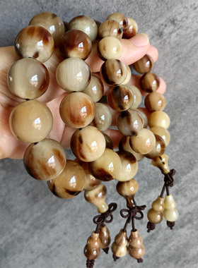 天然西藏耗牦牛角佛珠108颗手链