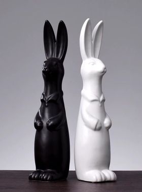 北欧风格彼得兔家居装饰品陶瓷创意结婚礼物客厅电视柜摆件