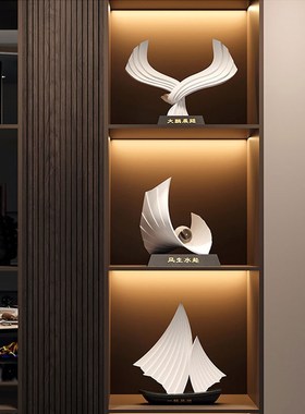 新款酒柜电视柜一帆风顺大展宏图办公室抽象艺术雕塑装饰