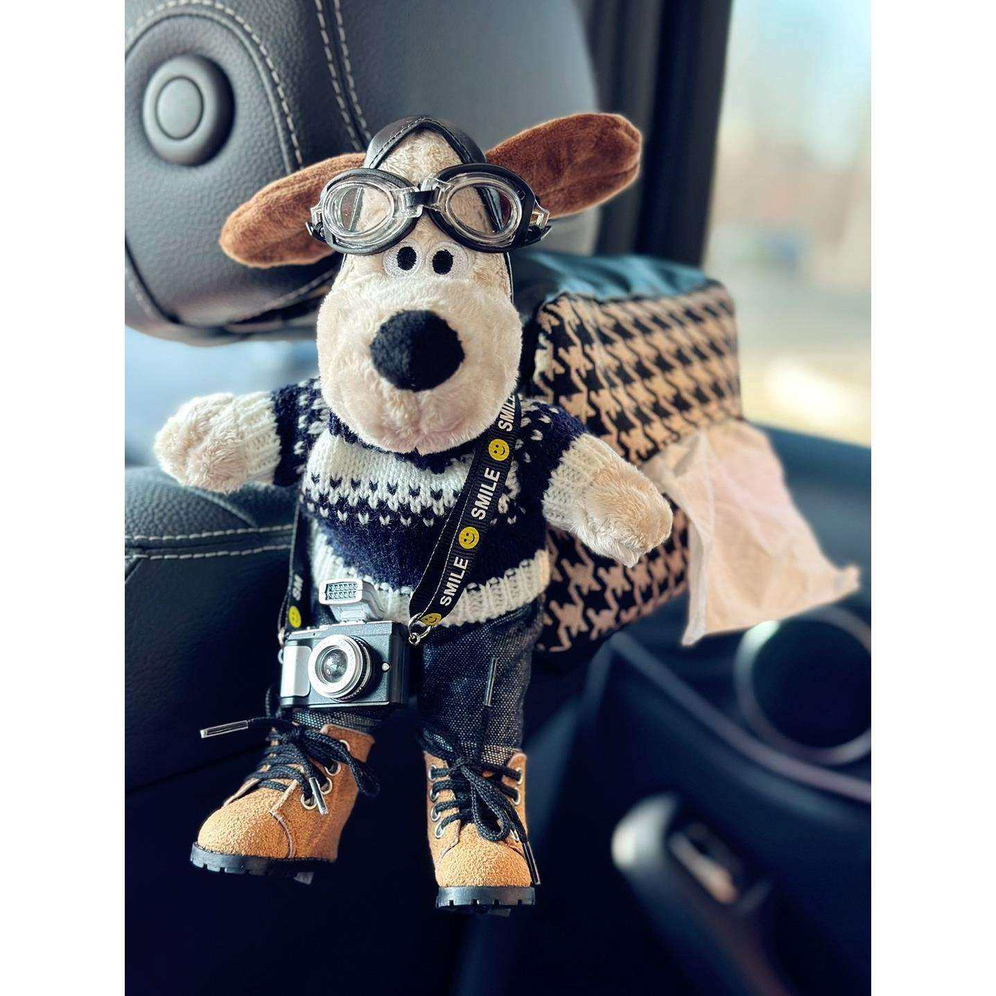 车载纸巾盒挂式飞行狗卡通车内装饰用品千鸟格汽车座椅抽纸云,淘宝优惠券,粉丝福利购,淘宝优惠卷