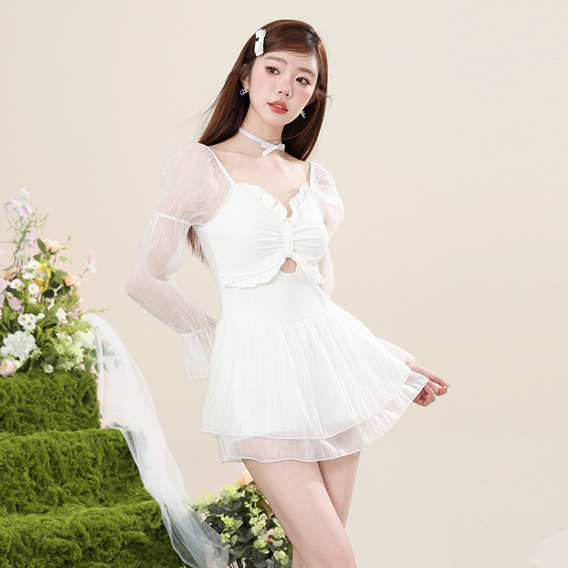 连体泳衣女夏季2023新款爆款z高级感保守显瘦网红风裙式长袖游泳,淘宝优惠券,粉丝福利购,淘宝优惠卷