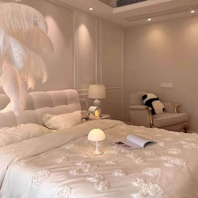 网红泡芙床法式奶油风科技布艺床现代简约1米8双人主卧软包储物床,淘宝优惠券,粉丝福利购,淘宝优惠卷