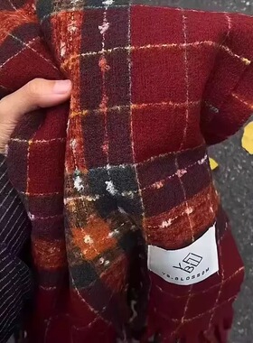 2025新款韩系氛围感红色羊绒针织围巾轻奢高级感女冬新年圣诞围脖
