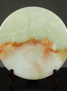 天然阿富汗玉石无孔平板扣简约和氏璧客厅玄关摆件平安招财送礼品