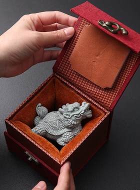 创意龙龟玄武青砂石乌龟茶宠桌面招财小摆件鱼缸造景工艺品装饰品