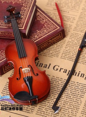 包邮手工制作14厘米迷你小提琴模型娃娃乐器摆件圣诞节新年礼物