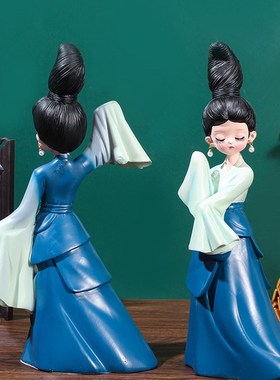 创意国潮古风只见青绿摆件家居中式工艺品女孩少女心礼物景点礼品