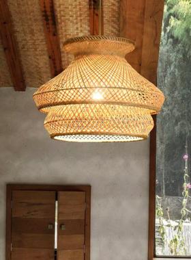 新中式竹编田园艺术吊灯餐厅民宿过道走廊床头茶室东南亚竹艺灯