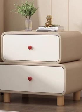 轻奢实木床头柜现代简约高级小型窄边创意家用卧室奶油风新款儿童