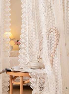 法式蕾丝拱形门纱帘女生公主卧室客厅白纱少女门帘隔断窗帘免打孔