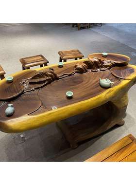 实木根雕茶台原木树根雕刻茶桌家用茶海胡桃木根雕茶几