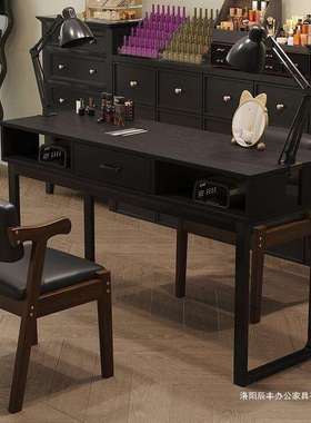 升级夹灯孔美式复古美甲桌单双人美甲台美甲店经济简新品