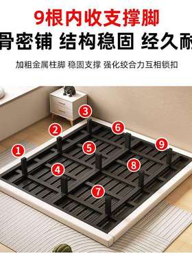 铁艺床悬浮床简约现代加厚加固双人床1.8米床架1.5m榻榻米单人r*