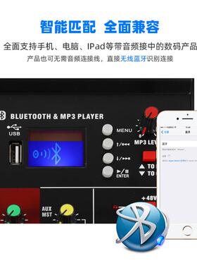 RT系列6路调音台带混响USB麦克风家用唱歌KTV演出效果器调音台