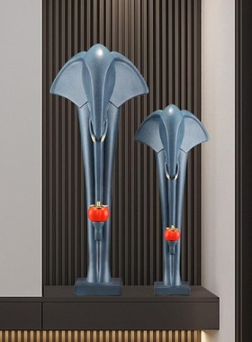 现代简约招财大象入户玄关摆件进门D客厅电视柜高级感装饰乔迁礼