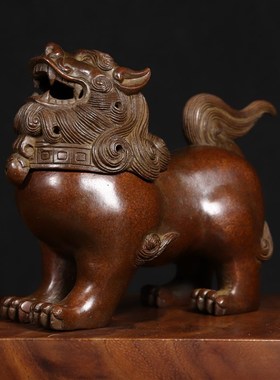 纯铜望天吼兽熏香炉瑞兽铜香炉貔貅复古X工艺品摆件