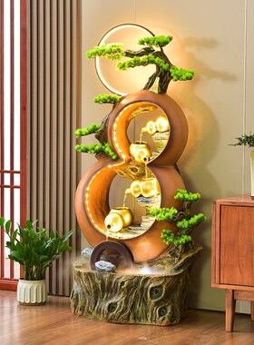 葫芦流水生财摆件循n环水客厅办公室假山喷泉风水轮家居装饰品落