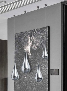 现代轻奢水滴空中吊饰挂饰酒店大堂会所天花板创意艺术品装饰品