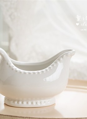 简约北欧百搭陶瓷乡村杂货家饰花器多肉花盆摆件 纯白色浮点奶杯