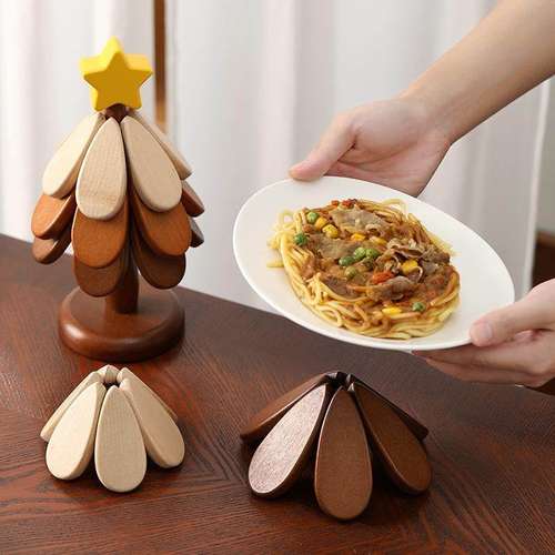 与西创意隔热垫圣诞树树杯垫餐桌摆件创意家用防烫耐高温杯碗垫 - 图0