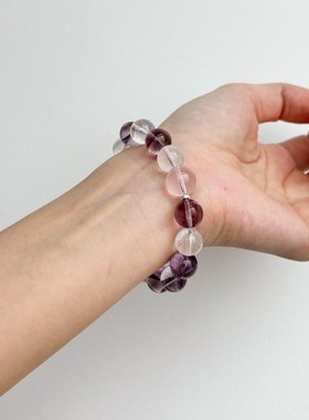 九紫离火纯天然紫水晶手链精致小女生玻利维亚紫黄晶粉水晶闪灵钻