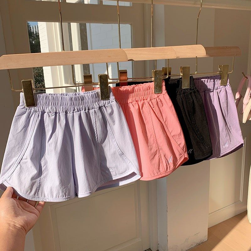 速干凉爽男女童运动短裤外穿冰丝儿童沙滩裤海边浅色系纯色宽松紫,淘宝优惠券,粉丝福利购,淘宝优惠卷