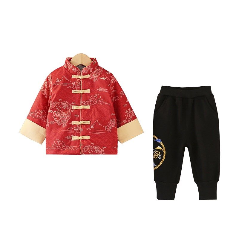 儿童喜庆新年装男童古风拜年服冬季棉服宝宝唐装加厚龙年古装汉服,淘宝优惠券,粉丝福利购,淘宝优惠卷