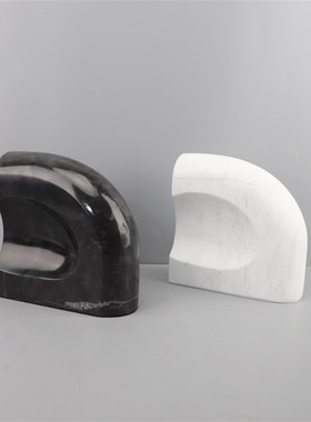 北欧创意大理石扇形书靠摆件客厅玄关茶几电视柜样板房家居装饰品