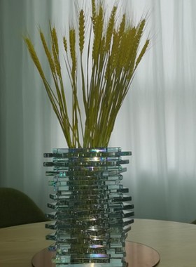 简约现代家居软装饰品水晶书档花器插花样板办公室书房书靠摆件