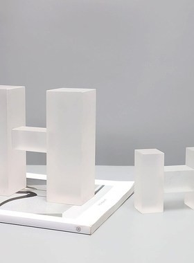 极简现代欧式轻奢创意几何水晶方块E拱门造型书柜书档书靠装饰摆