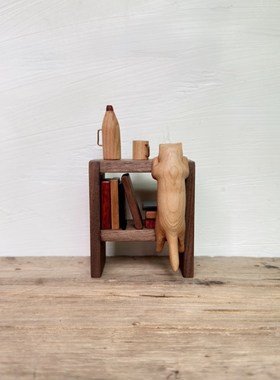 木质小夜灯艺术家居咖啡店内装饰品工艺品桌N面创意礼品原木风摆