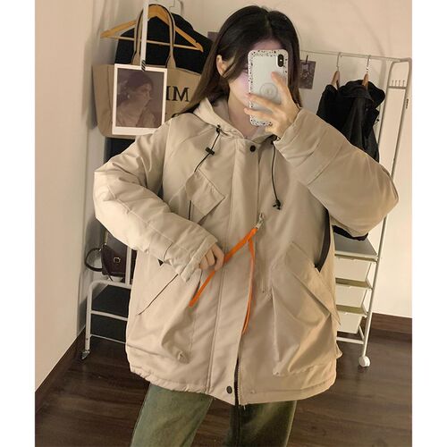 2-300斤胖mm宽松加厚连帽棉服大码女装冬季新款设W计感棉衣外套潮 - 图0