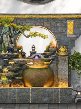 流水生财摆件喷泉流水墙屏风公司开业新居招财礼品庭院花园装饰品