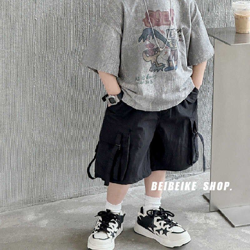 儿童宽松工装短裤夏季薄款儿童五分裤男孩中裤宝宝黑色帅气裤子潮,淘宝优惠券,粉丝福利购,淘宝优惠卷