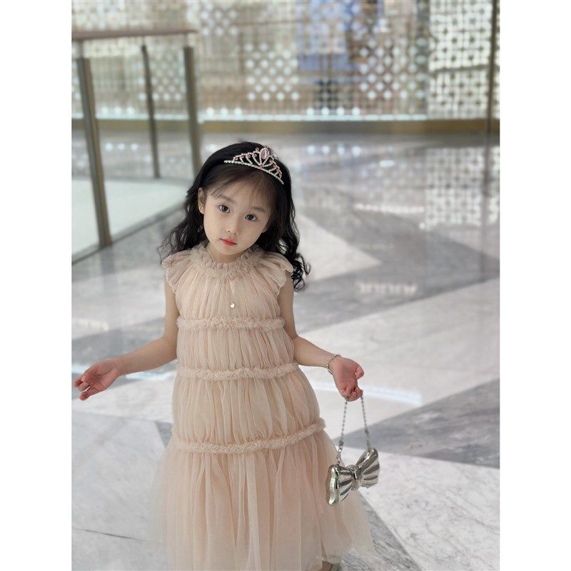 童装定制裸粉蕾丝蛋糕连衣裙梦幻公主礼服裙生日节日超仙气质长裙,淘宝优惠券,粉丝福利购,淘宝优惠卷