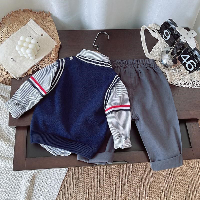 婴儿衣服秋季帅气衬衫马甲背心7八9十个月一二周岁男宝宝时髦套装,淘宝优惠券,粉丝福利购,淘宝优惠卷