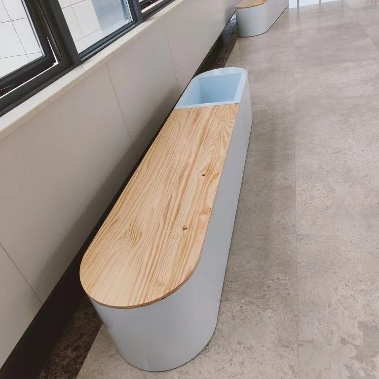 商场玻璃钢防腐木座椅休闲坐凳学校广场休息户外公园公共座椅定制 - 图0