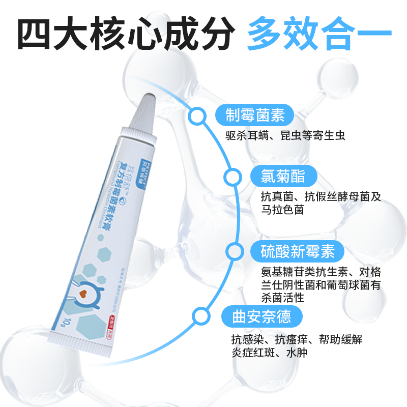 贝思倍健耳倍舒复方制霉菌素软膏猫咪中外耳炎犬耳螨药膏真菌细菌 - 图1