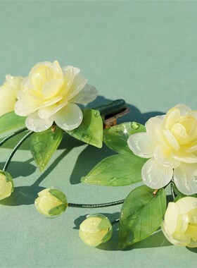 忘川手作  茉莉热缩花发簪发夹可爱少女汉服旗袍国风发饰    清梦