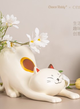 那坨猫黑白花猫桌面艺术摆件托盘个性收纳架O猫咪手办乔迁创意礼
