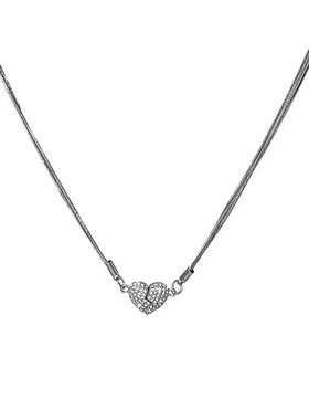 轻奢高级感满钻心型磁吸爱心项链 小众设计感个性时尚锁骨链女