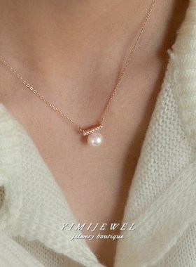 平衡美学珍珠项链女高级纯银轻奢小众叠戴锁骨链2024新款爆款